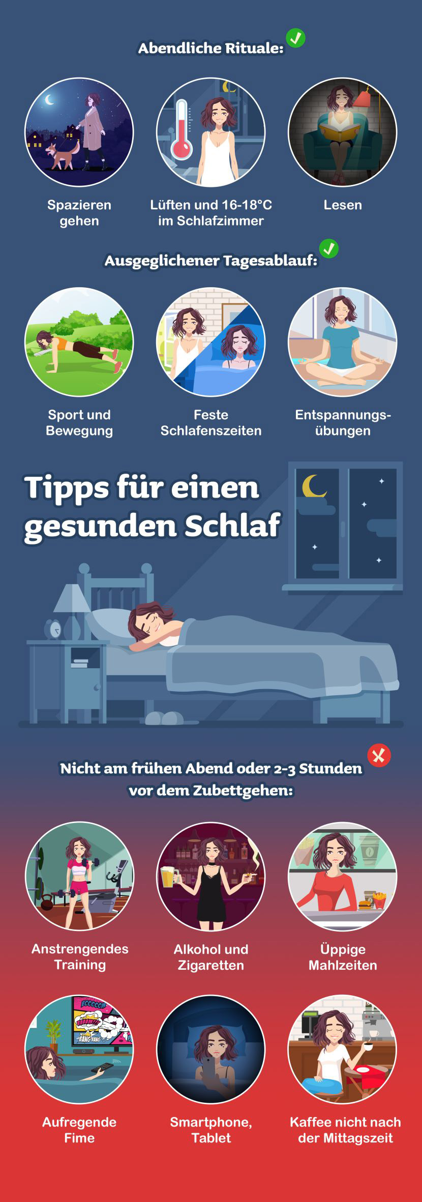 Infografik: Tipps für einen gesunden Schlaf